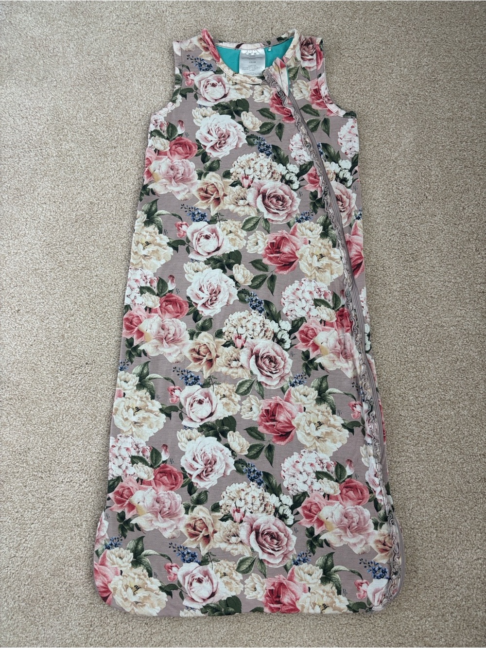 Cassie Ruffled Sleep Sack by Post Peanut .5TOG 6-18mo. Note flaws as shown.